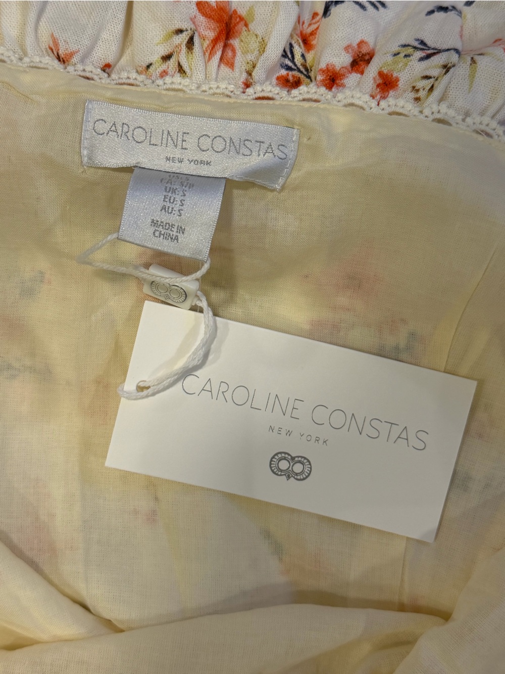 Caroline Constas Ivory Floral Linen Maxi Dress S NWT - Picture 10 of 12